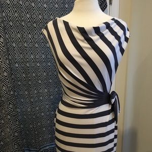 Grey and white striped jersey dress